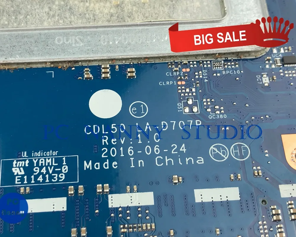amazing  PCNANNY 903793-601 903793-001 BDL50 LA-D707P for HP 15-AY laptop motherboard Intel Core i5-7200U te
