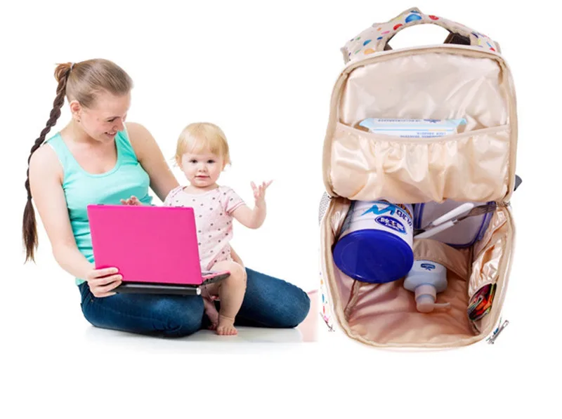 Two Bags Hot Sell! 2018 Mom Diaper Bags + Baby Anti-Lost Bag Flower Printed Diaper Bag Shoulder Multifunctional Pregnant Women Outgoing bags11