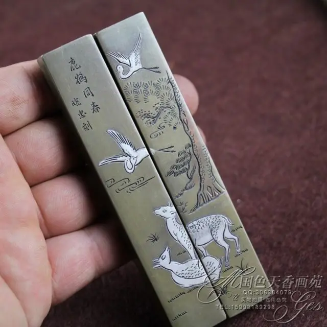 

China Antique collection With the spring deer Crane The Paperweight