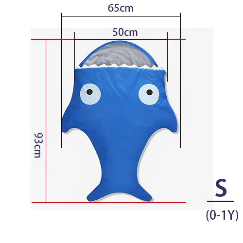 Четырехцветный спальный мешок с акулой для новорожденных, спальный мешок, зимний спальный мешок для коляски, Пеленальное Одеяло, постельное белье, милый детский спальный мешок - Цвет: Blue S