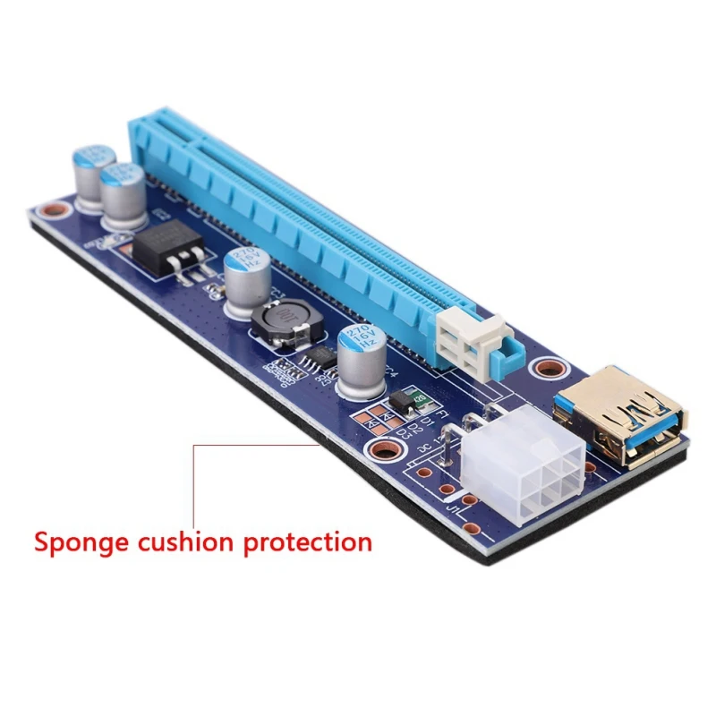 PCI-E Riser 6 Pin 16X for BTC Mining with 3 LED Express Card Sata Power Cable and 60cm Gold USB 3.0 Quality Cable 009S