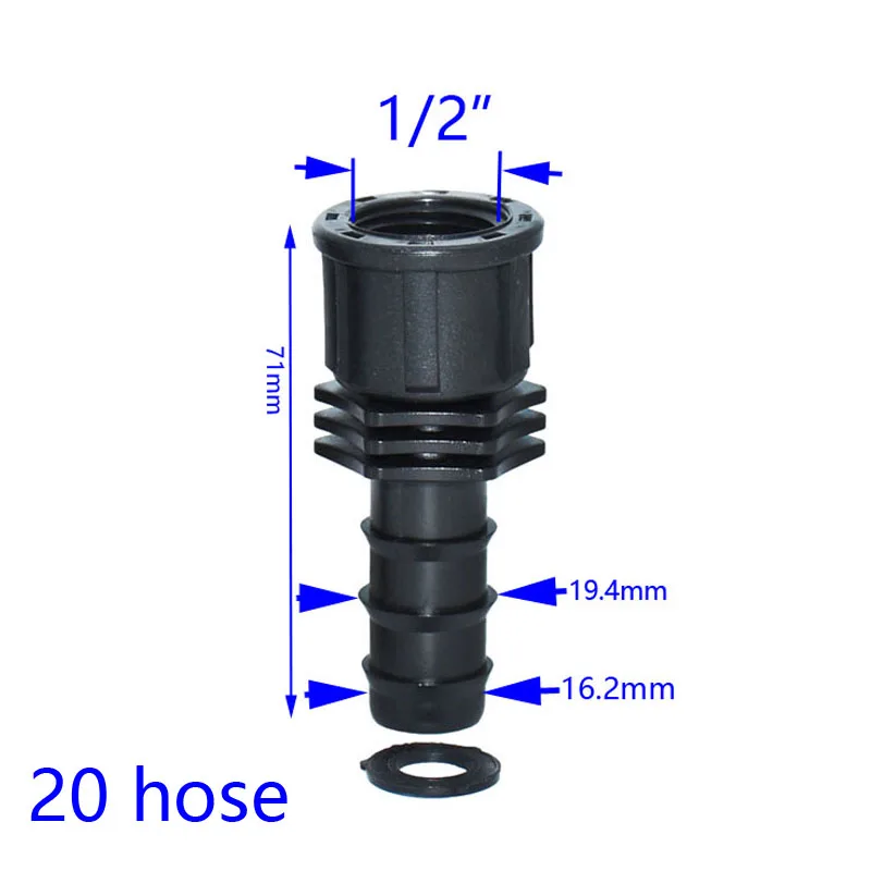 Полив сада женский 3/4 к 1/2 шланга разъем 1/2 до 20 Торцевая заглушка, мм barb кран шланга соединитель адаптера 1 шт - Цвет: 1 I 2 to 20 hose