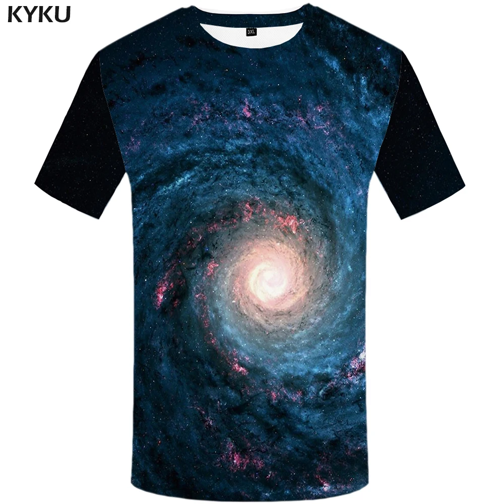 

KYKU Brand Galaxy T Shirt Men Space Printed T-shirt Hip Hop Tshirt Flame Tee Funny T Shirts Fashion Streetwear Mens Clothing