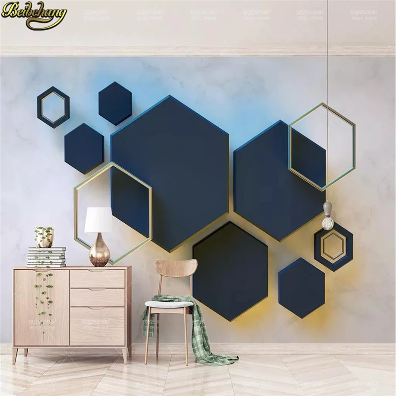 

beibehang Custom Geometric hexagon mosaic Photo Mural Wallpaper for Living Room Bedroom Ceiling Background Mural Wallpaper 3D