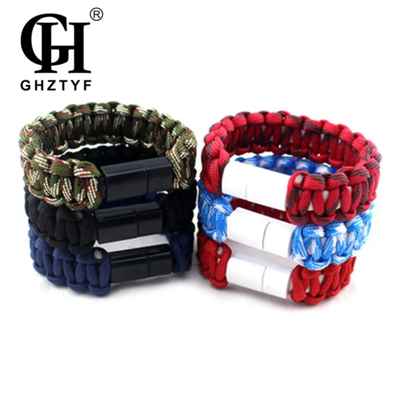 

USB Cable Bracelet Survival Bracelets & Bangles For Android Xiaomi Redmi Samsung Galaxy S5 Fit iPhone X 8 7 Plus 6 6s Data Line