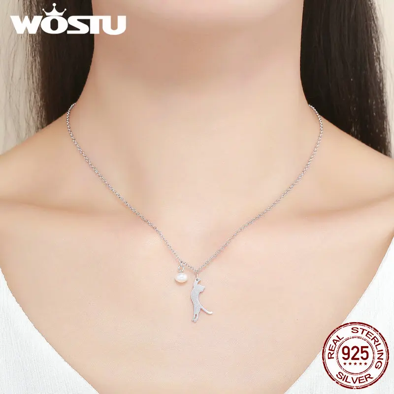 Женские Подвески WOSTU из стерлингового серебра 925 пробы с пресноводной жемчужиной