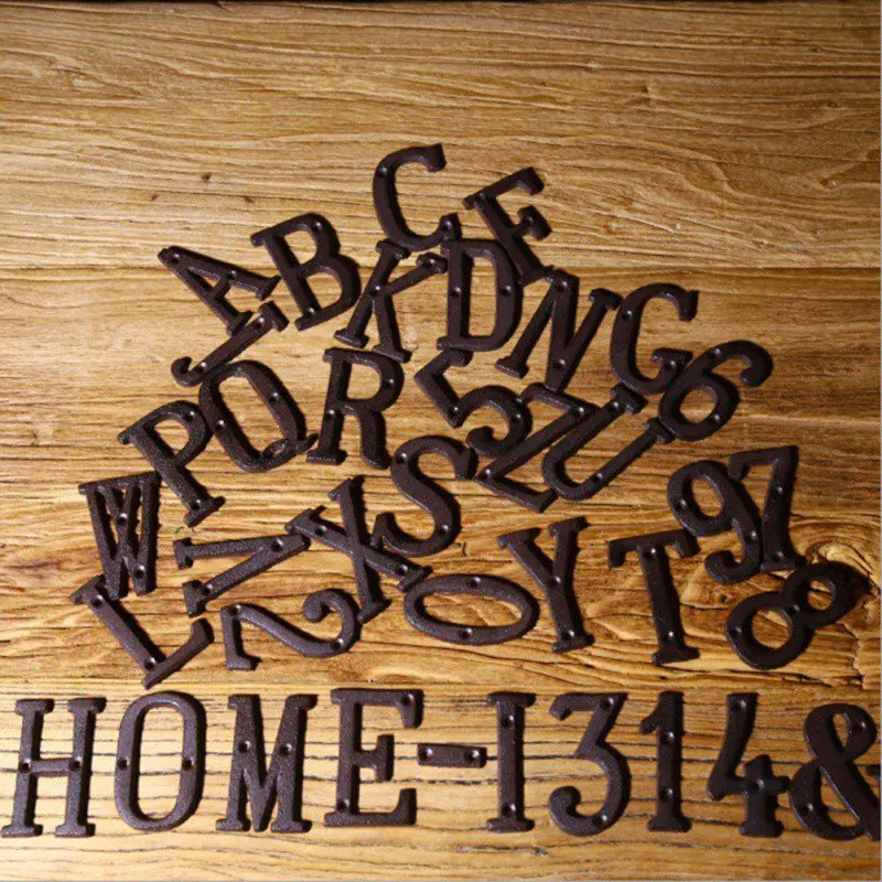 Чугунные адресные буквы дом письмо дома знаки росписи цифровой бар ресторан кафе настенные украшения