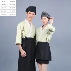 (10set-Hat-Apron-Shirt) Японская еда суши официант одежда комбинезоны ресторан официант одежда кружевное кимоно