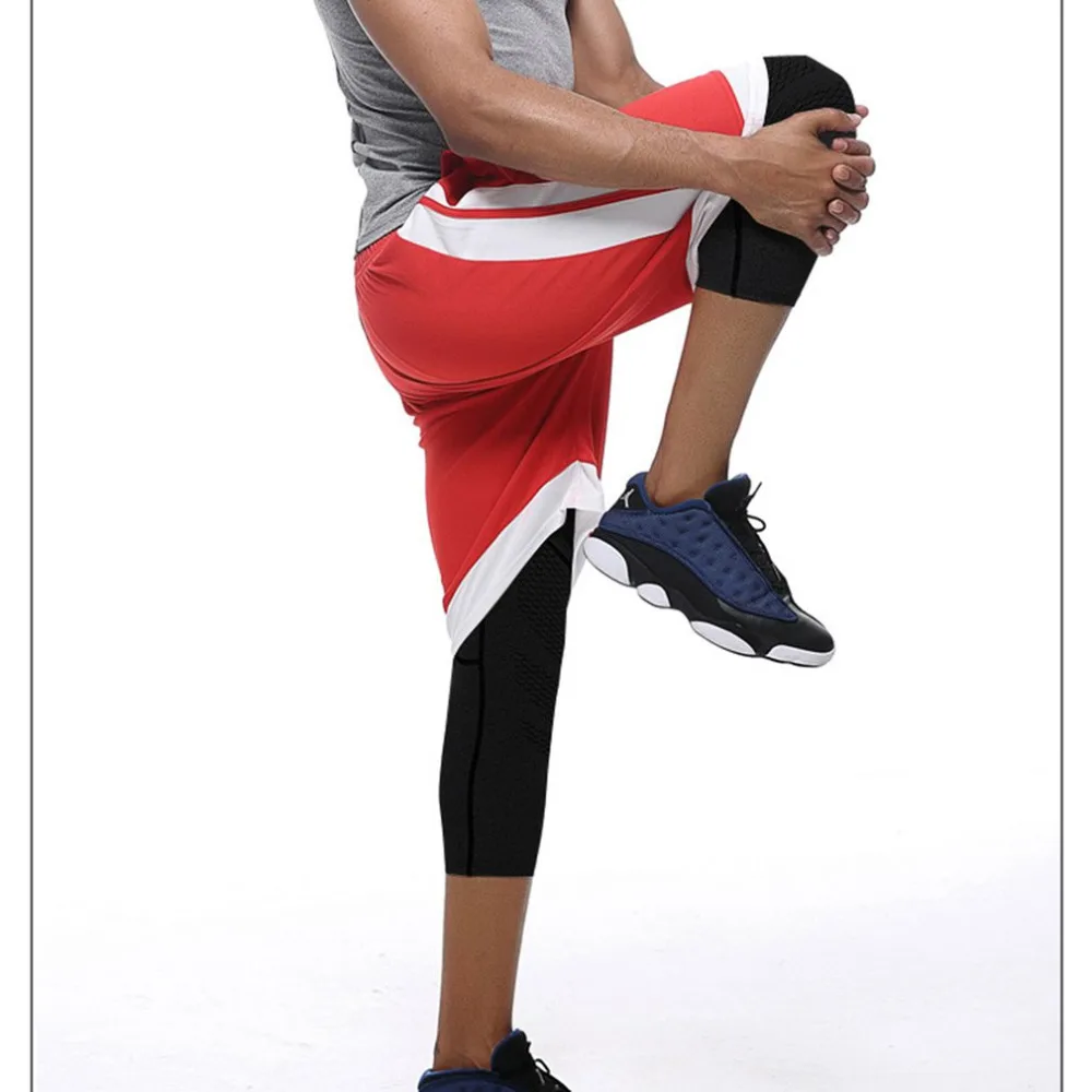 

Elastic Men Compression 3/4 Sport Pants Calf Length Pants Quick Drying Cooling Running Pants Tight Leggings Fitness Trousers