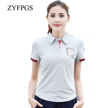 ZYFPGS, женские поло с коротким рукавом, тонкие хлопковые рубашки-поло, большие размеры, M-6xl, футболка с лацканами, Повседневная рубашка, Женская свободная, L0520