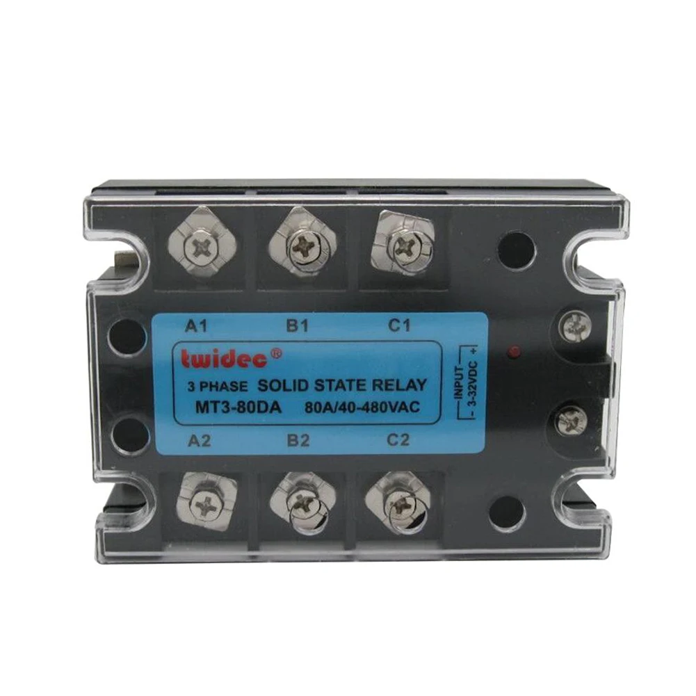 

high quality Three Phase Solid State Relay SSR-80DA Relay 3-32VDC to 30-480V AC SR Relay Solid State Three Phase dc to ac Rele
