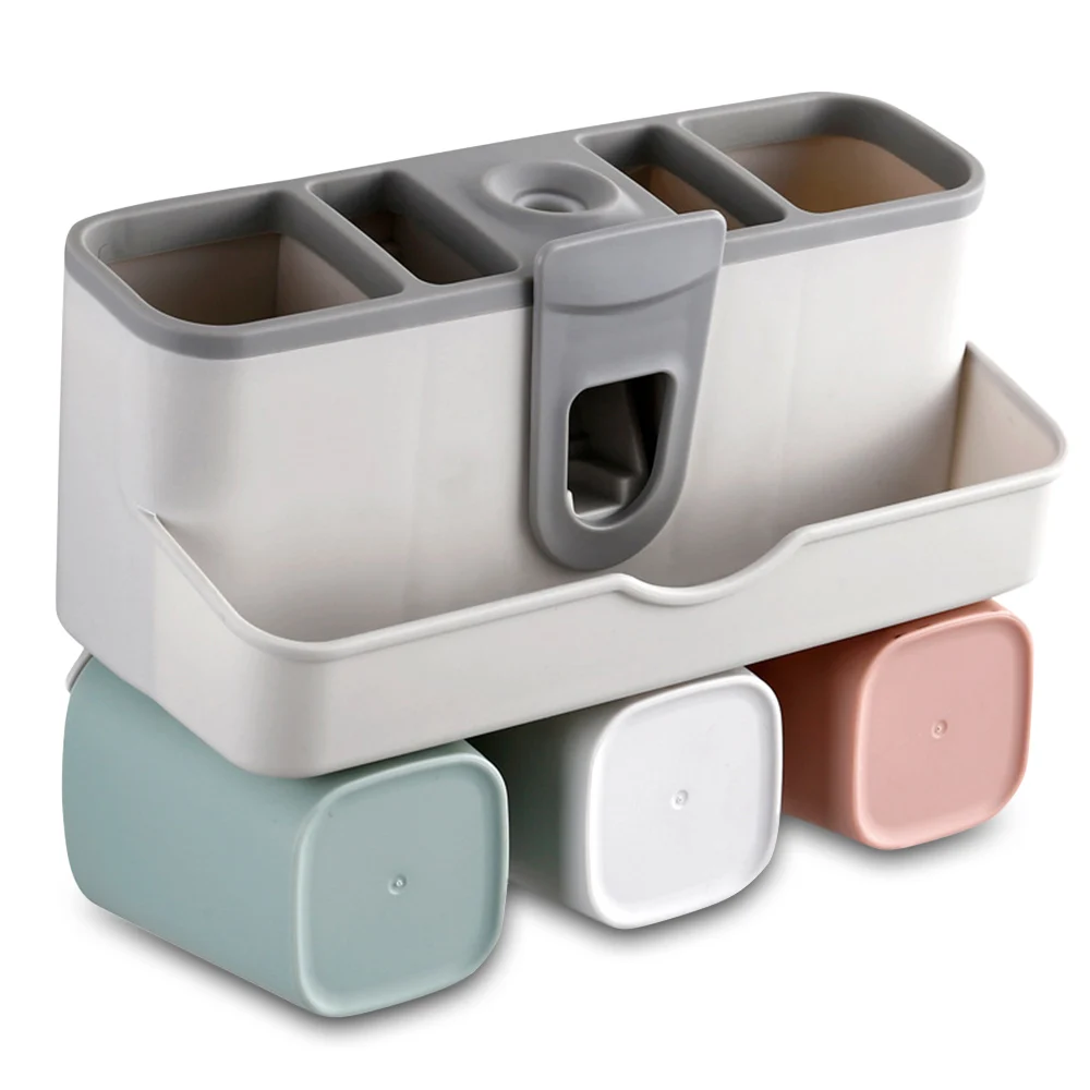 Настенный автоматический дозатор зубной пасты, соковыжималка для зубных щеток, держатель для бритвы, набор для ванной, аксессуары для ванной комнаты#3 - Цвет: FOR A FAMILY  OF TWO