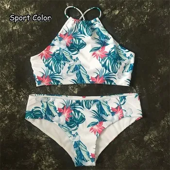 

Summer New Women Sexy Swimwear Bikinis Set Lady Girls Strappy Flowers Leafs Swimsuit Beachwear Push Up Biquini Bathing Suit
