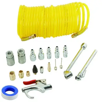 

20 Piece Air Compressor Accessory Kit - Includes 25ft Recoil Air Hose, Blow Gun & Tyre Inflato