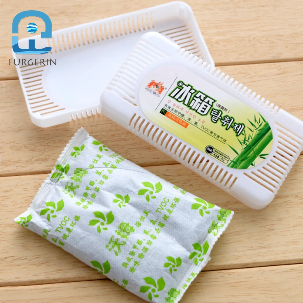 FURGERIN Fridge Activated Carbon Box Reusable Refrigerator Deodorizer Room Freshener fridge carbon air box Bamboo Basket