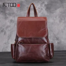 Aetoo Винтаж корова натуральная кожа рюкзаки для женщин большой емкости изысканные ремесел масло воск кожи Бесплатная доставка