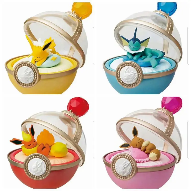 Japan Eeveelution Family Sleeping in pokeball Dreaming case pokemones Action Figure collective birthday Gift for Children