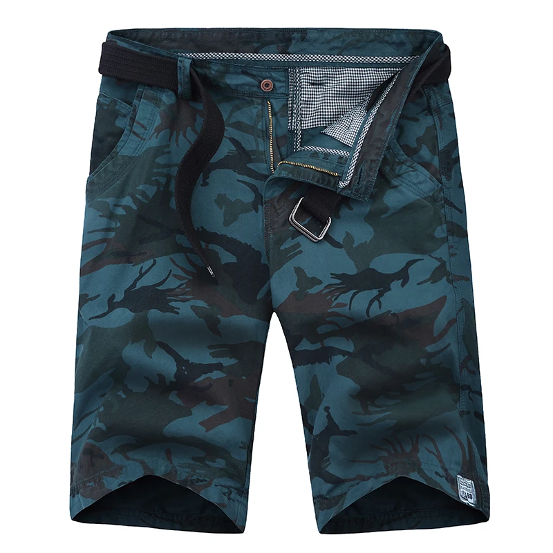 

summer casual classic men's 100% twill COTTON slim fit shorts with camouflage military prints casual fashion ( BELT IS FREE )
