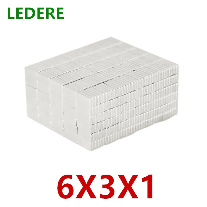 

LEDERE 20/50/100pcs /lot magnet 6x3x1 mm N35 Strong Square NdFeB Rare Earth Magnet 6*3*1 mm Neodymium Magnets 6mm x 3mm x 1mm