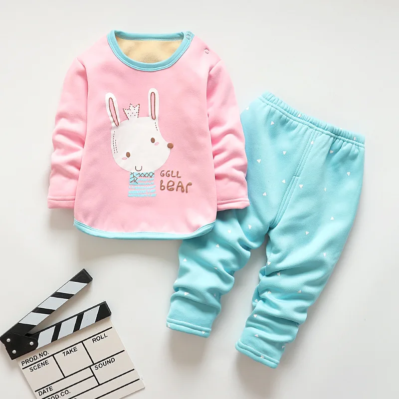 

BibiCola Kids Children Girls Pajamas Suit Autumn Winter Infant Velvet Cotton T-shirt + Pants Sleepwear For Girls Homewear Sets