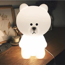 Ins светодиодный прекрасный белый плюшевый медведь детская кровать свет ночной Детский Светильник ребенок сопровождать ночник