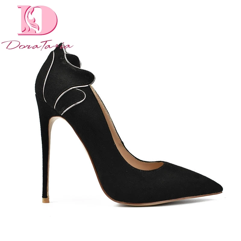 

DoraTasia Black Sexy High Heel Shoes Office Lady Stiletto Big Size 42 Pointed Toe Pumps Unique Fashion Women Shoes