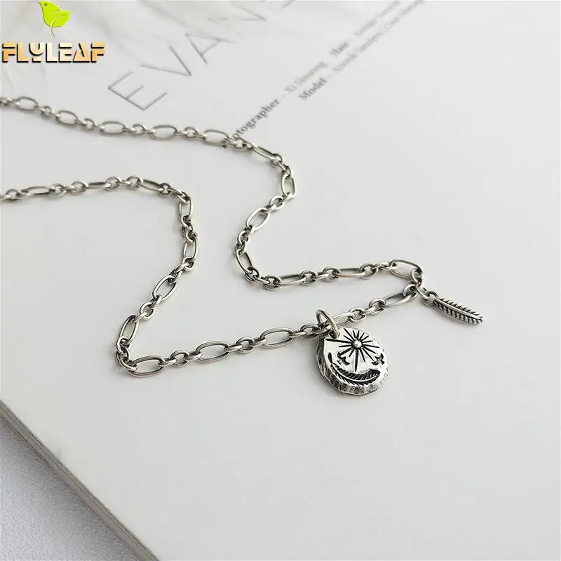 

Flyleaf Feather Wild Goose Necklaces & Pendants Vintage Chain Real 925 Sterling Silver Necklace For Women Designer Fine Jewelry