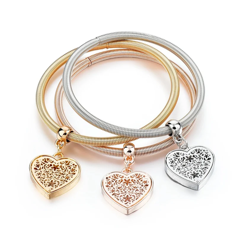Szelam 3 шт. Девушки Шарм золотые браслеты/посеребренные браслеты дружбы кулон браслет Pulseira Feminina SBR150192 - Окраска металла: Heart