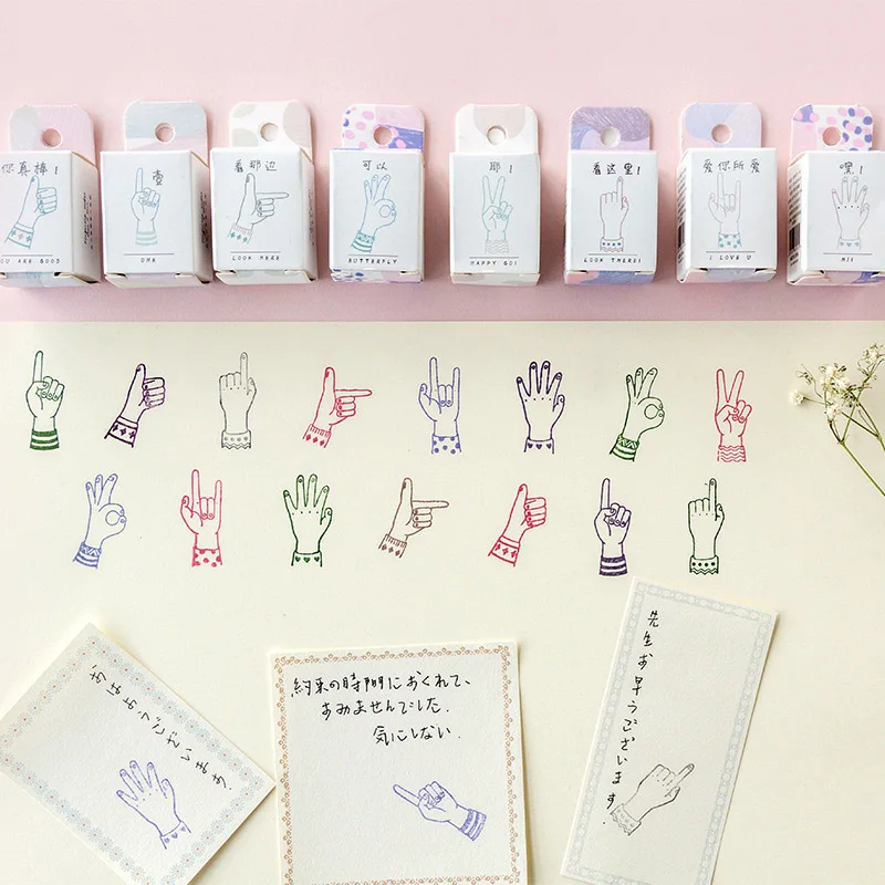 

1PC Creative Wooden Stamps Kawaii Finger Index Stamps For Kids Girls Gifts DIY Diary Scrapbooking Decorative Supplies