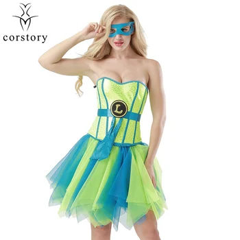 

Corstory Sexy Sequins Bustiers Corset Skirt Halloween Batman Robin Costume Adult Cosplay Superwoman Uniform fancy dre