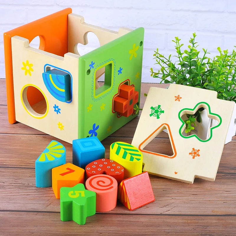 

Environmentally Friendly Colorful Intelligence Box Children Shape Matching Building Blocks Toys Infant Wooden Educational Toys