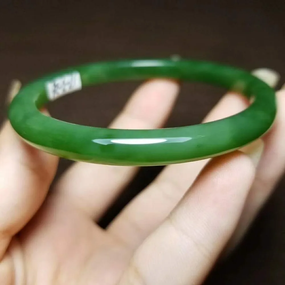 

J05#Russian material and Tian Yu ice bottom spinach green jasper bracelet