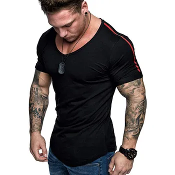 

new cool tshirt men Fashion Casual Solid Color Panel Short Sleeve T-Shirt summer clothes camiseta hombre