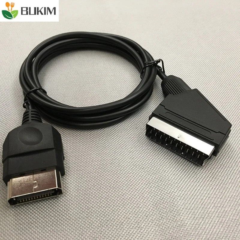

BUKIM 2 PCS 1.8M Black Audio Video AV Scart Cable for Xbox Console EU Version