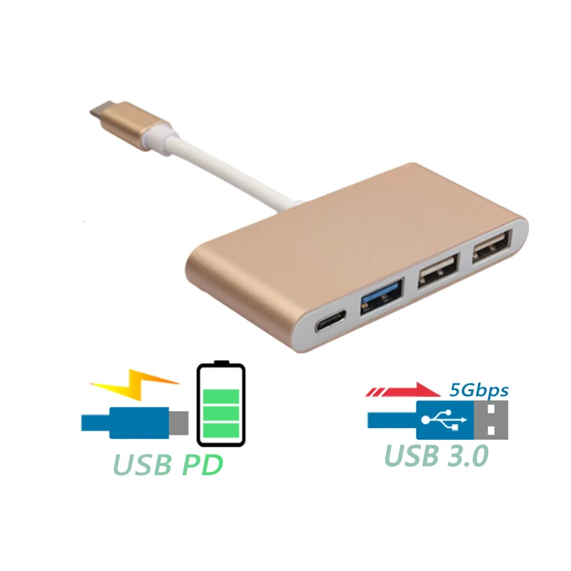 Trumsoon Type C to USB3.0 + USB2.0 + USB-C Adapter Type-C Hub Charging Data Converter for MacBook Laptop Tablet PC