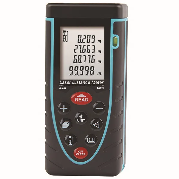 

Free Shipping RZ-E100 100M(262ft) Laser distance meter with bubble level Rangefinder Range finder Tape measure wholesale OEM