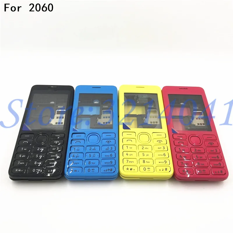 Хорошее качество,, для Nokia Asha 206 2060, Крышка корпуса, дверная рама+ задняя крышка батареи+ клавиатура+ логотип