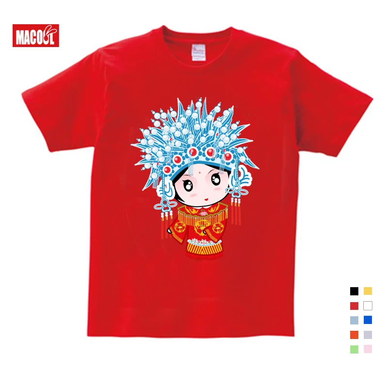 2019 Summer Beijing Opera Chinese style T-shirt  Short-sleeved tops girls tops eTheodore  Costume kids costume Free Shipping