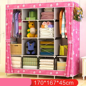 

Reinforcement Wardrobe Closet Multi-function Wardrobe Fabric Folding Cloth Storage Cabinet DIY Assembly Easy Install