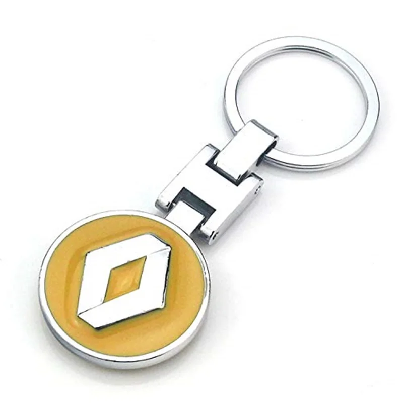 

Yellow Metal 3D Car Logo Key Chain Double Sided Alloy Metal Keyring Renault Keychain Accessories For Renault key chains
