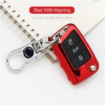 

Keychain Ring TPU Cover Case Shell Holder For Volkswagen VW Comb Polo 2015 2016 Golf 7 GTE GTD GTI MK7 For Seat Leon Accessories