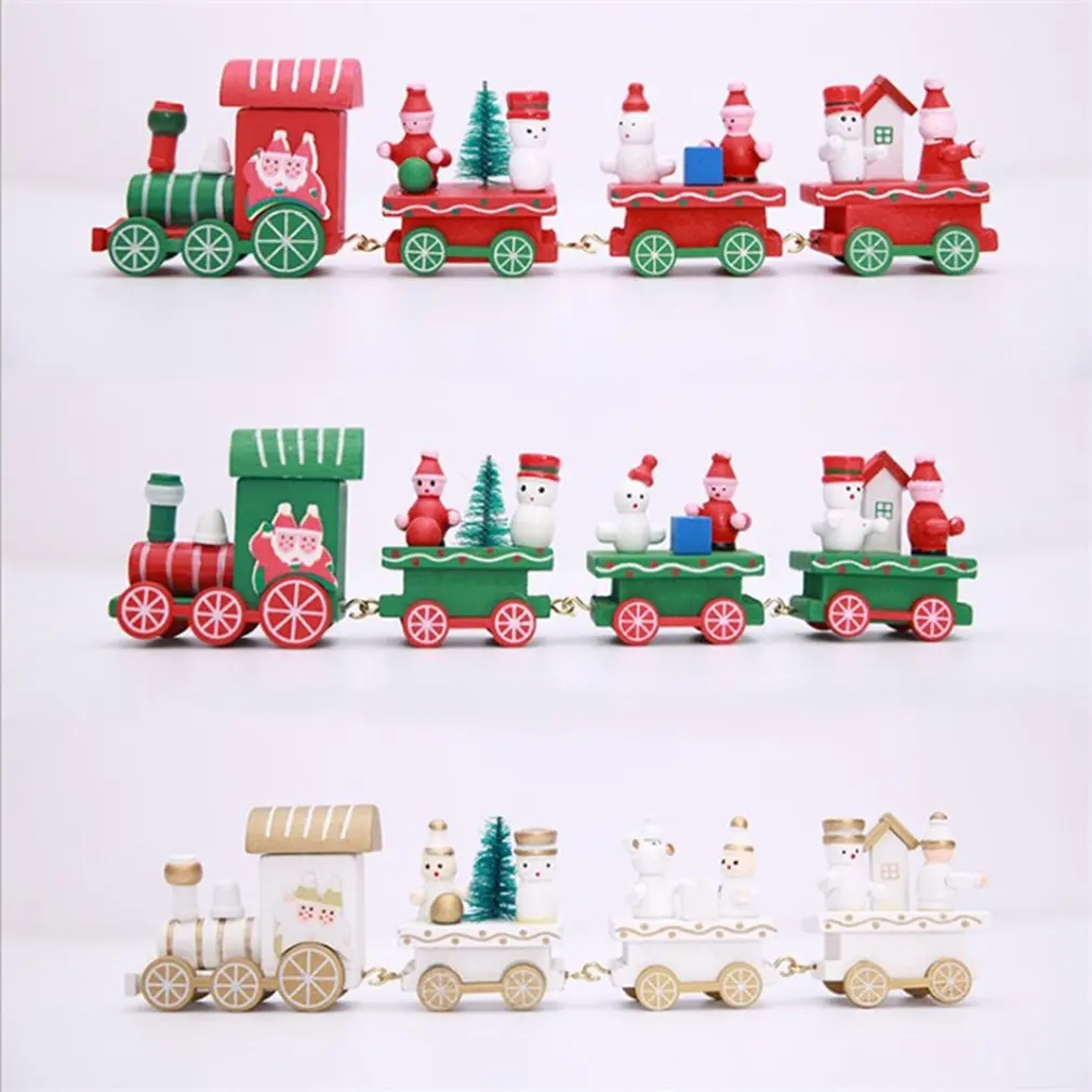 Мини деревянный поезд детский подарок на Рождество Санта Клаус Снеговик украшения вечерние Вечеринка Рождество детский сад украшения