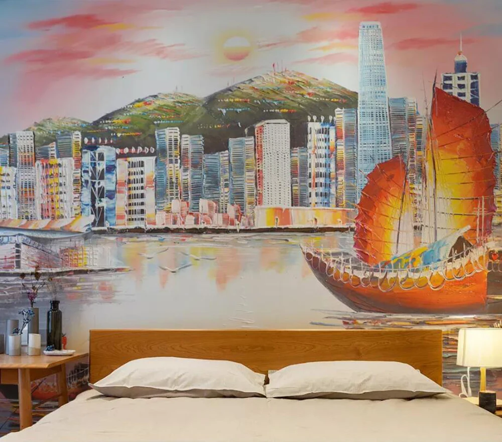 

3D high definition Victorian port oil painting background mural