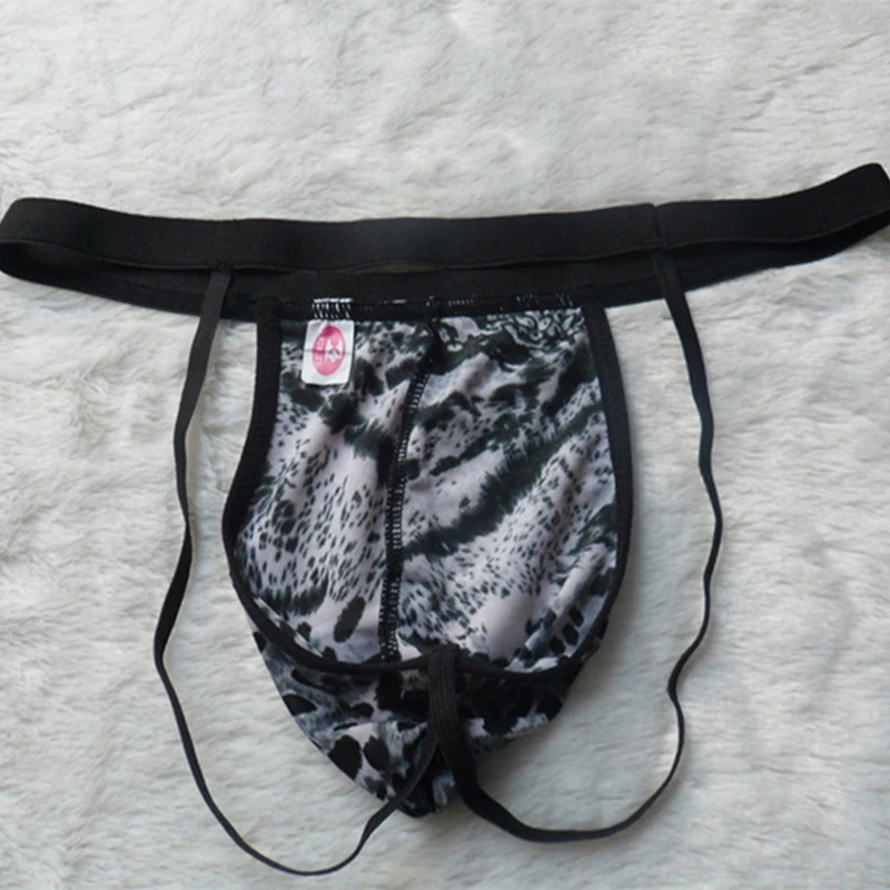 

Hot Sexy Mens Leopard Printing Backless Low-rise Lingerie Underwear Stretch Pouch Covers T-back Thongs Free Size 24"-34"