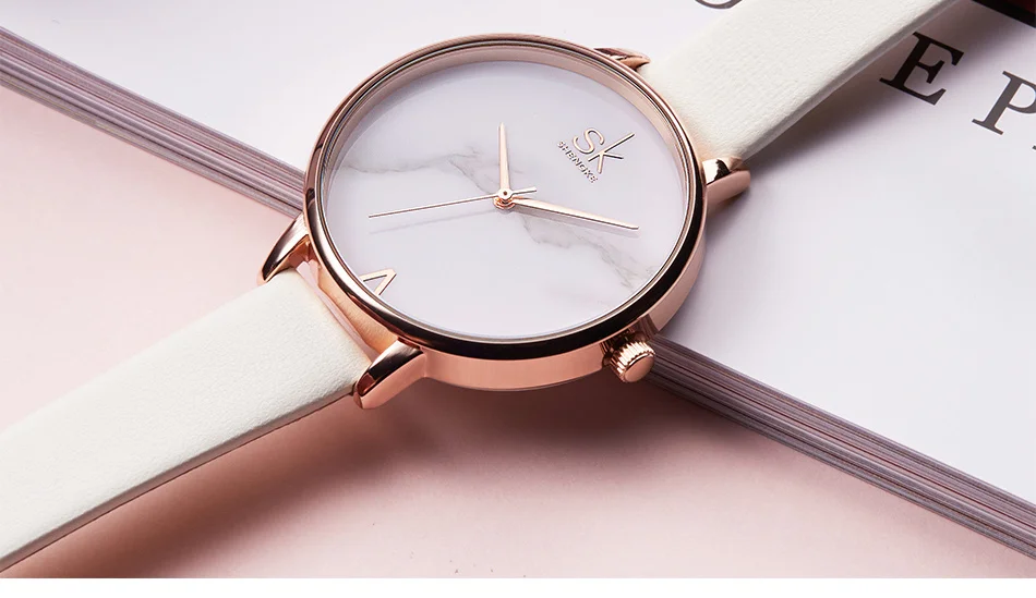 Новинка SK женские роскошные брендовые наручные часы кожаные женские часы модные женские часы Geneva Quartzwatch Relogio Feminino новые Shengke