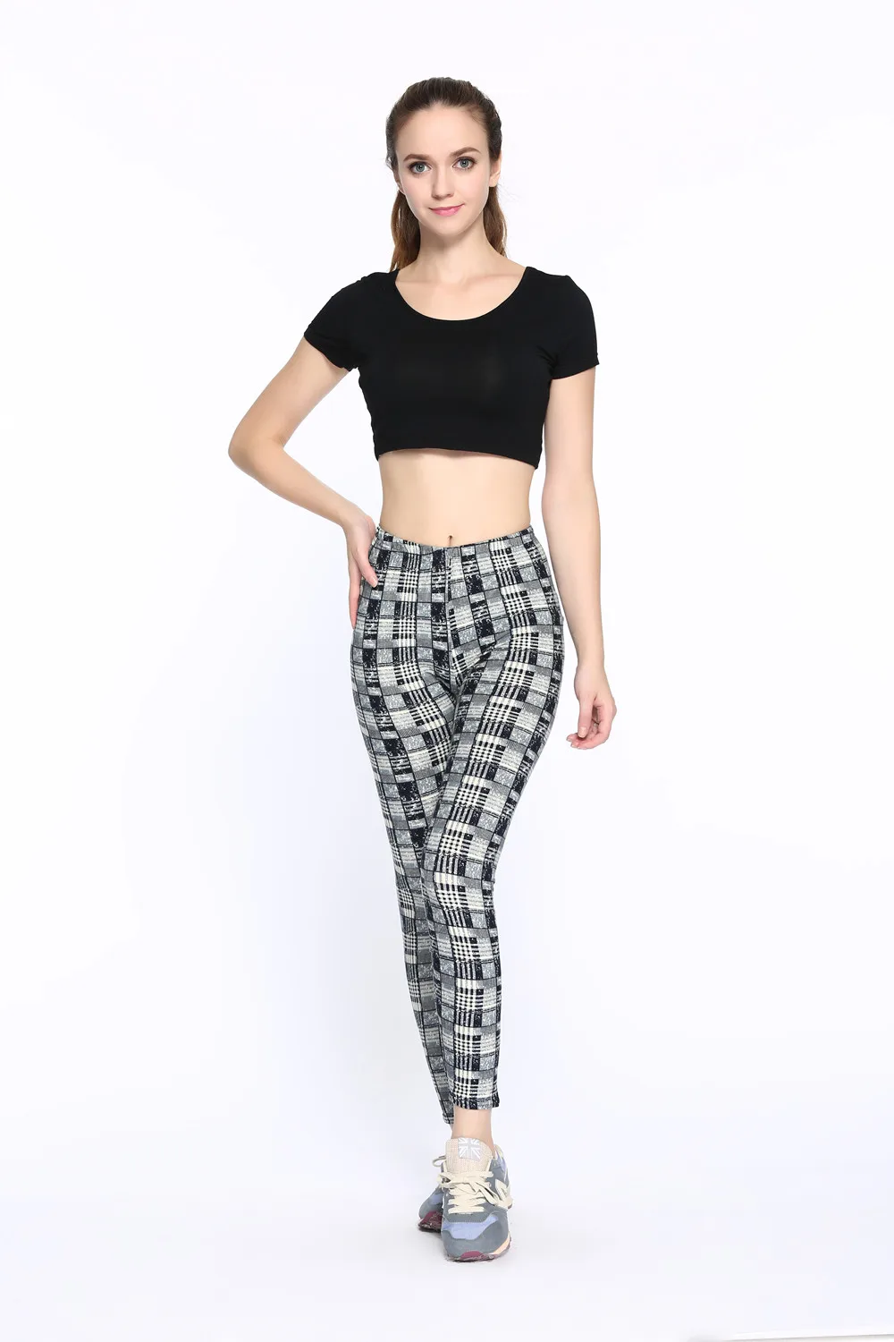 tights for women New 2022 Women Pants Trousers For Ladies New Style Black and White Plaid Leggings Houndstooth Casual Leggings nike leggings