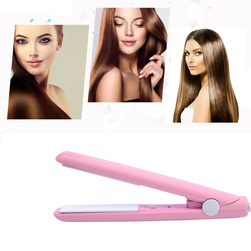 

220V Hair Mini Straightening Irons Hairs Flat Iron Curling With EU Plug Adapter Salon Styling Tools Straightener