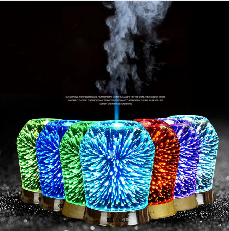 

12W 100-240V 100ml 3D Light Essential Oil Aroma Diffuser Ultra-quiet Portable Ultrasonic Humidifier Aromatherapy
