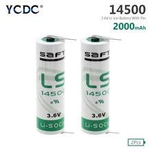 YCDC 2pcs AA 14500 3,6 V 2000 mAh литиевая батарея для газового счетчика сигнализации LS-14500 ER14505 с булавками
