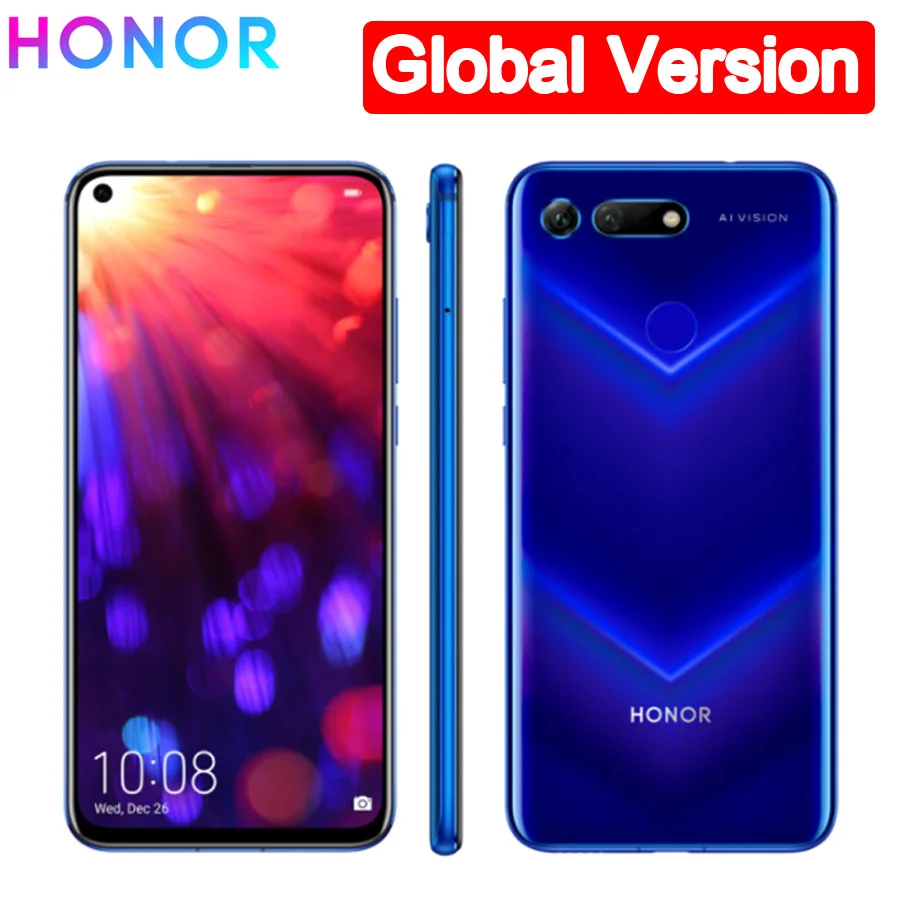 

Global Version honor V20 LTE Mobile Phone 8 RAM 256GB ROM 6.4" Kirin 980 OctaCore Andorid 9 Fast Charge View 20 NFC Phone